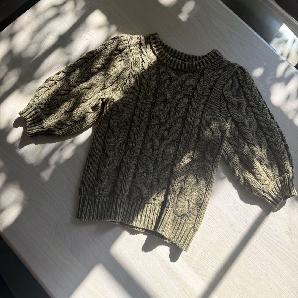 525 America Olive Cable Knit Sweater